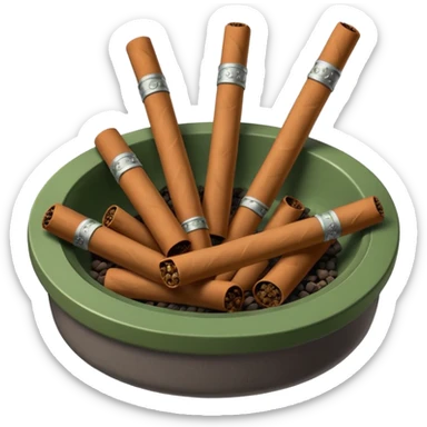 A bunch of small half smoked blunts in an ashtray  sticker