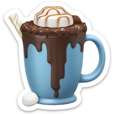 a double chocolate hot chocolate with toasted marshmallow, a chocolate covered s’more, and a chocolate covered marshmalloe sticker