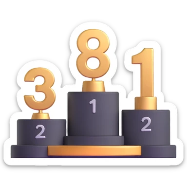 podium with gold 1st, silver 2nd, bronze 3rd positions and large numbers sticker