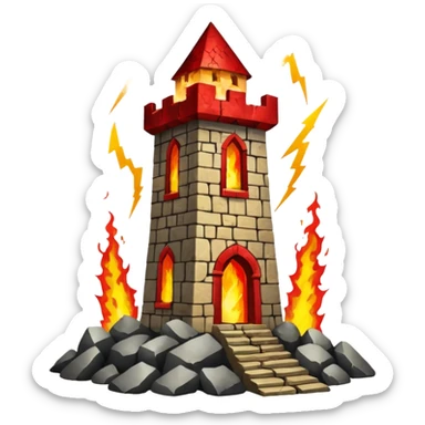 The tower tarot card in a 🀄 sticker