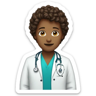 doctor with blue eyes and brown short curly hair sticker