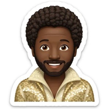 Eddie Levert from The O'Jays with dark brown afro hair, cream sequin outfit sticker
