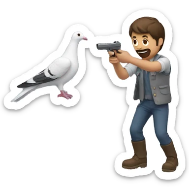 Man shooing a pigeon sticker