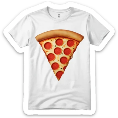 graphic tee shirt with a pizza slice design sticker