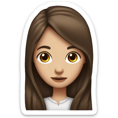 Girl with very long brown hair and big brown eyes sticker