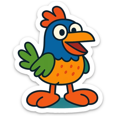 funny animal with oversized feet, vibrant colors sticker
