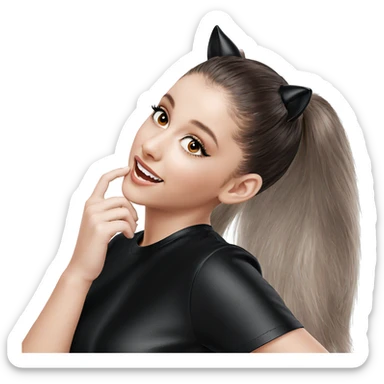 smiling girl with animal ears sticker