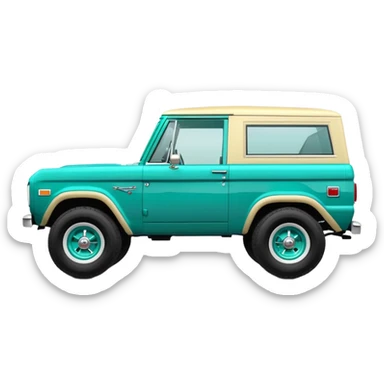 turquoise green classic ford bronco with slot alminum wheels sticker