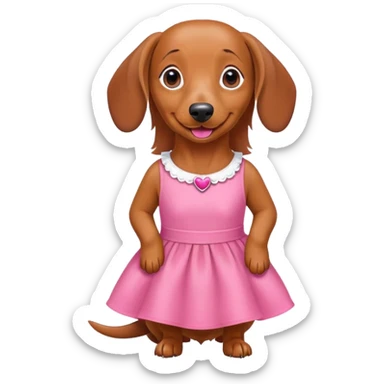 tan dachshund wearing a pink dress sticker