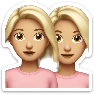girl with brown eyes, brown with blonde highlights medium hair, pink sweater sticker