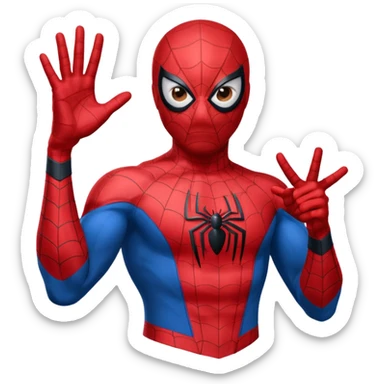 Spiderman making a web gesture with his hand sticker