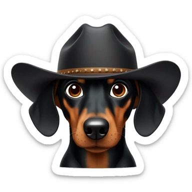 black dachshund with cowboy hat sticker