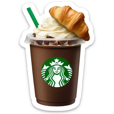 Starbucks drink with a chocolate croissant sticker