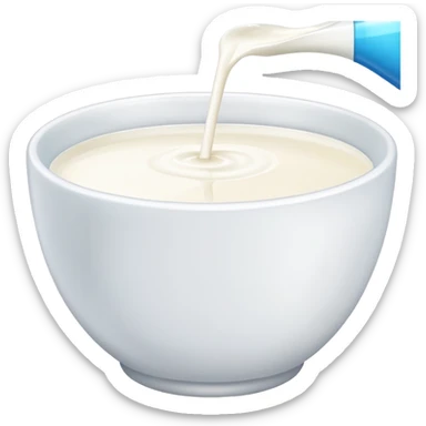 white bowl of milk, vibrant, simple, clear sticker