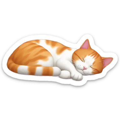 Orange and white cat sleeping on a light pink bed sticker