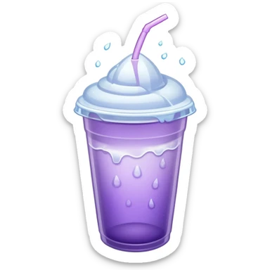 A Styrofoam cup full of light purple liquid and ice sticker