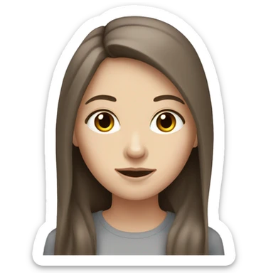 White girl with grey eyes and long brown hair sticker