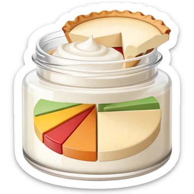 face cream jar with a pie chart on the lid indicating usage sticker