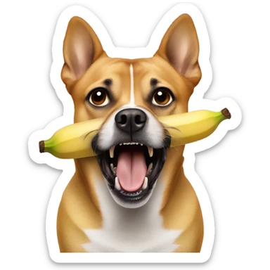 Scared banana in a dogs mouth  sticker