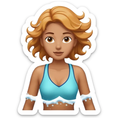 woman standing in ocean waves, water splashing around her, confident expression, dynamic sea motion, cinematic ocean vibe, 3D cartoon style, mobile game icon style, clean background, no text, no watermark
  sticker