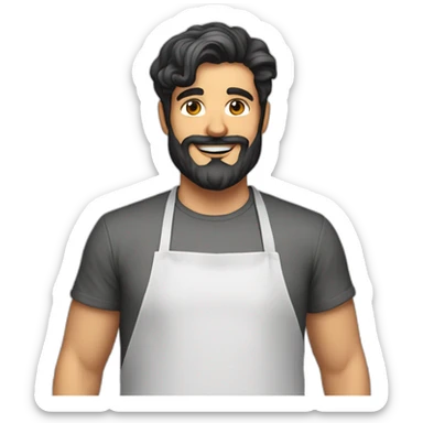 30 year old Male pizza baker with dark hair and beard sticker