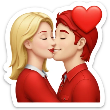 un cartello rosso con due persone che si baciano sticker