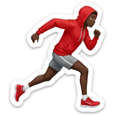 Black Man Wearing Red Hoodie. and running. right side sticker