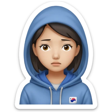 South Korean female college student with a worried face (melange hoodie) sticker