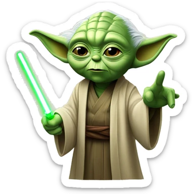 Master Yoda raises his hand in greeting and says his famous line, “May the force be with you.” sticker