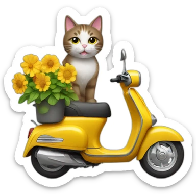 Cat on a scooter Withings Flowers sticker