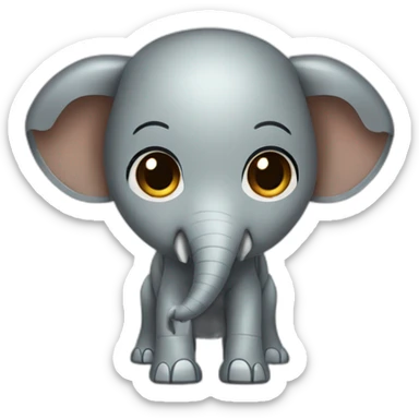 Girl robot with dark brown hair and brown eyes and elephant trunk sticker