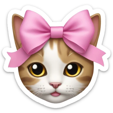 Cat with a pink bow on the head sticker
