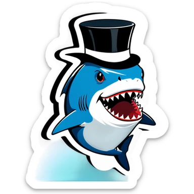 Shark with a top hat sticker