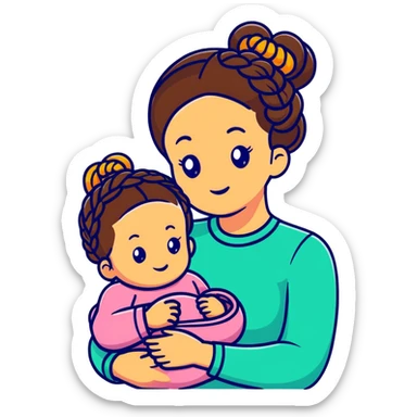 mom and baby with matching braided hairstyles sticker