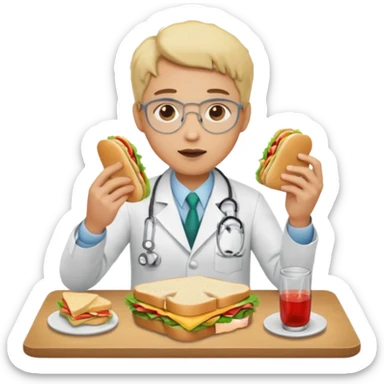 ligth doctor eating in a table full body sticker