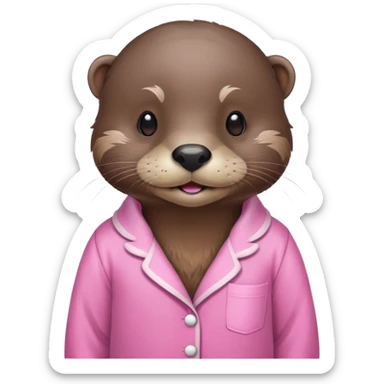 Otter floating in pink pajamas sticker