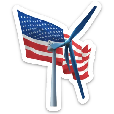 Wind turbine in usa flag colors sticker