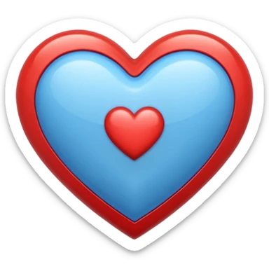 corazon azul y rojo con rayas sticker