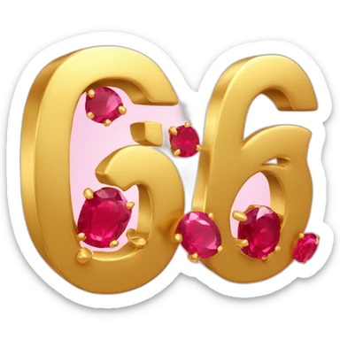 3d gold letter G with rubies sticker