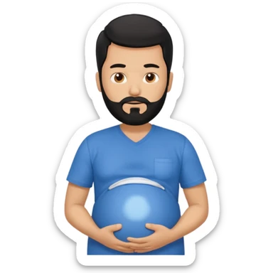 pregnant man with black beard and hair sticker
