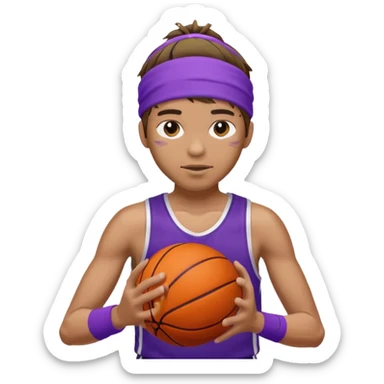 Basketball guy with purple headband, hold ball sticker