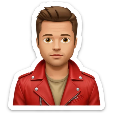 tyler durner personaje pelicula fight club con campera roja, brad pitt sticker