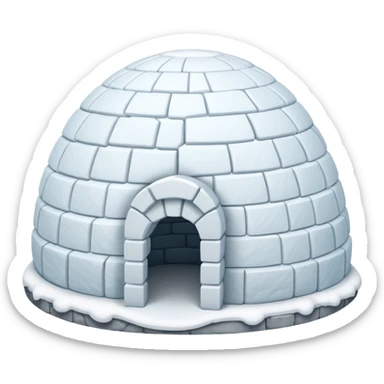 igloo with snow covered half of the top sticker