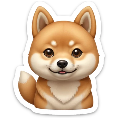 cute Shiba Inu dog with a playful, side-eye expression and a tilted head. The dog has light brown fur, big round eyes, and a soft smirk sticker