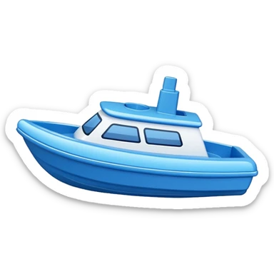 blue plastic toy boat sticker