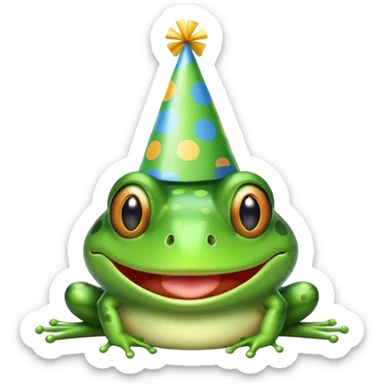 Frog with a party hat sticker