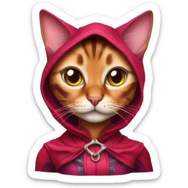 Bengal cat dressed like the scarlet witch sticker