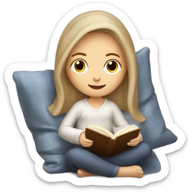 White Girl relaxed reading a book under a blanket with coffee in her hands sticker