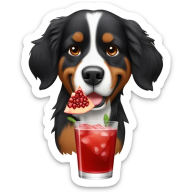 bernese mountain dog drinking a pomegranate martini sticker