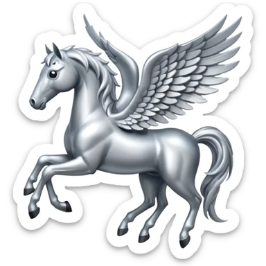 Silver horse with wings full body  sticker